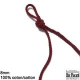 Cordon de coton tressé 8mm - Bourgogne