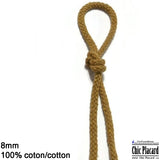 Cordon de coton tressé 8mm - Brun chameau (au 1/2m)