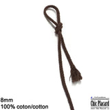 Cordon de coton tressé 8mm - Brun (au 1/2m)