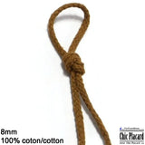 Cordon de coton tressé 8mm - Brun noisette (au 1/2m)
