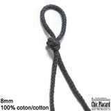 Cordon de coton tressé 8mm - Gris moyen (au 1/2m)