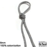 Cordon de coton tressé 8mm - Gris pâle