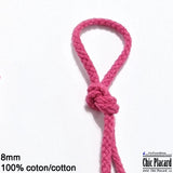 Cordon de coton tressé 8mm - Rose vif