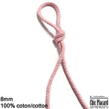 Cordon de coton tressé 8mm - Rose pâle