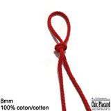 Cordon de coton tressé 8mm - Rouge