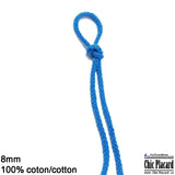 Cordon de coton tressé 8mm - Bleu vrai (au 1/2m)