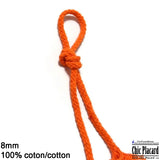 Cordon de coton tressé 8mm - Orange (au 1/2m)