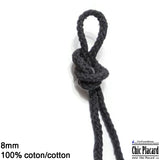 Cordon de coton tressé 8mm - Gris foncé (au 1/2m)