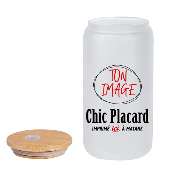 Verre 16oz avec couvercle en bambou imprimé sur demande