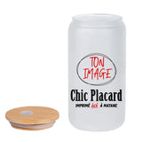 Verre 16oz avec couvercle en bambou imprimé sur demande