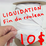 Liquidation - Fin du rouleau : Élastique avec cordon - Blanc 32mm