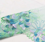 Dentelle brodée vert bleu lilas 9 cm (au 1/2m)