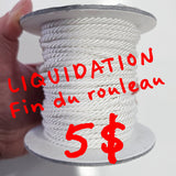 Liquidation - Fin du rouleau :  Cordon torsadé 4mm - Blanc