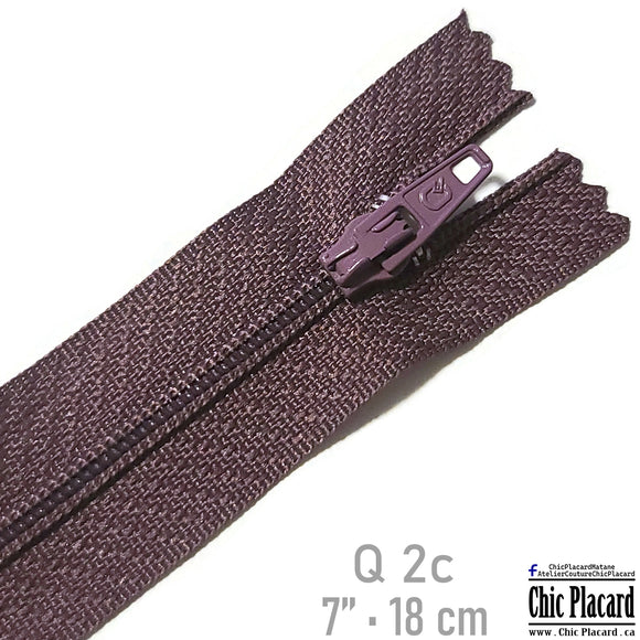 Plum - Closed toe zipper Q #2 7''/18cm