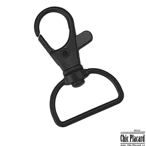 Noir 25mm - Mousqueton avec anneau en D