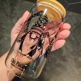 Verre 16oz avec couvercle en bambou imprimé sur demande