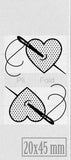 Coeur & aiguille 20x45mm - Satin blanc & encre noire