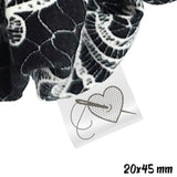 Coeur & aiguille 20x45mm - Satin blanc & encre grise