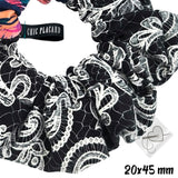 Coeur & aiguille 20x45mm - Satin blanc & encre grise