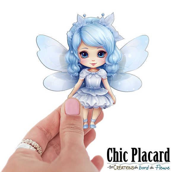 Fée bleue d'hiver- autocollant en vinyl