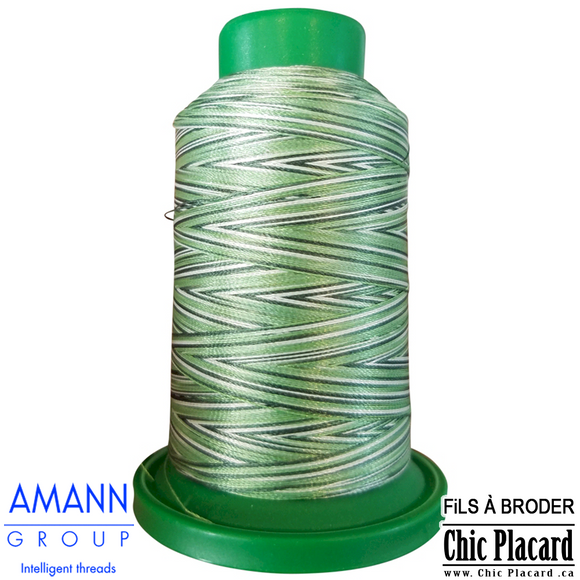 Vert herbe - Fil à broder bigarré AMANN  Isacord 1000m