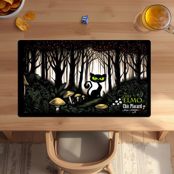 BLANC - Chat chez Elmo dans la forêt enchantée - Tapis de jeu 14x24