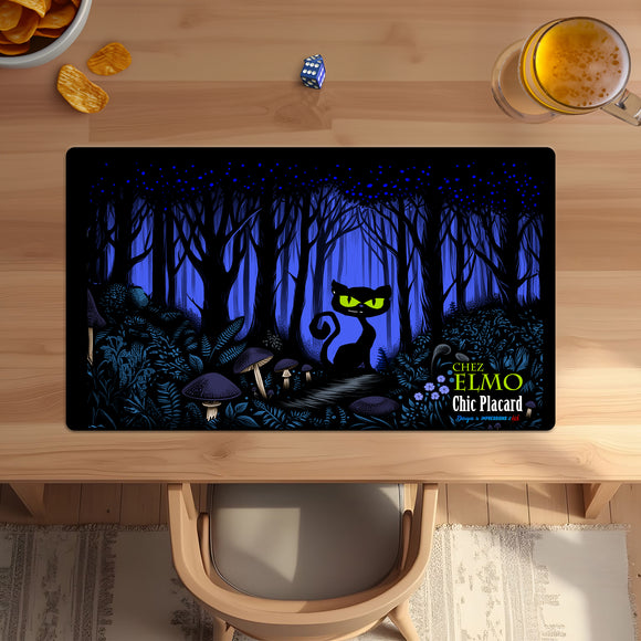 BLEU - Chat chez Elmo dans la forêt enchantée - Tapis de jeu 14x24