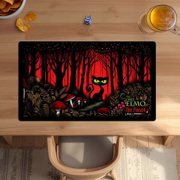 Rouge - Chat chez Elmo dans la forêt enchantée - Tapis de jeu 14x24