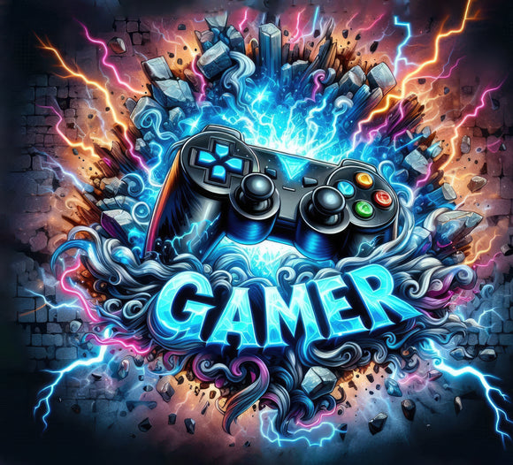 GAMER - Bouteille à paille en inox 20oz