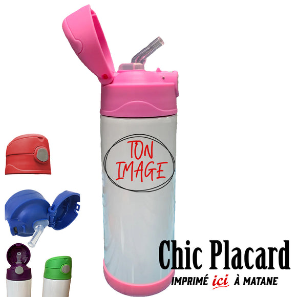 Bouteille à paille 12oz pour enfant imprimée sur demande