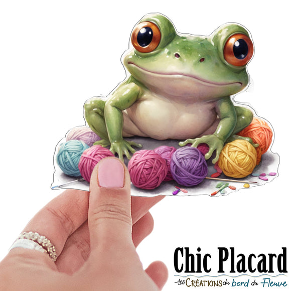 Grenouille & laine- autocollant en vinyl