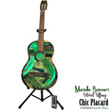 Guitare illuminée - Vitrail par Murielle Boisvert