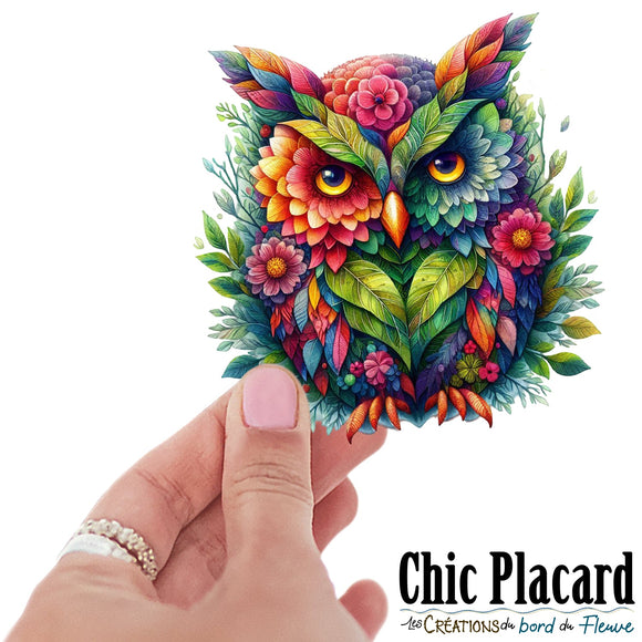 Hibou floral- autocollant en vinyl