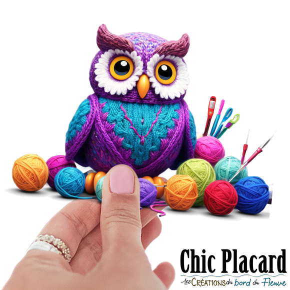 Hibou & laine- autocollant en vinyl