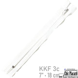 White - KKF Nylon #3 Closed Toe Zipper 7''/18cm