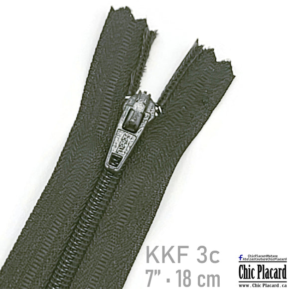 Vert foncé - Zipper à bout fermé KKF #3  7''/18cm