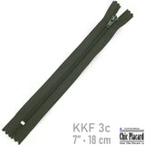 Vert foncé - Zipper à bout fermé KKF #3  7''/18cm