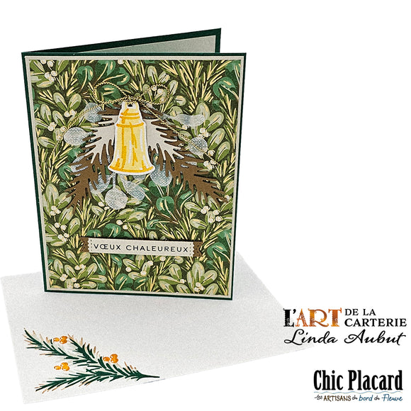 Collection de Noël: voeux chaleureux cloche jaune - Carte de voeux par Linda