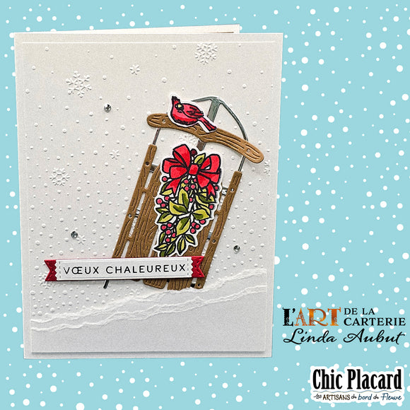 Collection de Noël: voeux chaleureux traineau - Carte de voeux par Linda