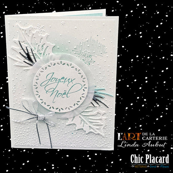 Collection de Noël: Joyeux Noël vert pale et argent - Carte de voeux par Linda