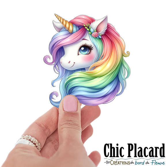 Licorne colorée- autocollant en vinyl