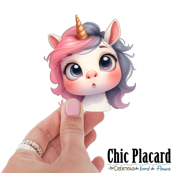 Licorne curieuse- autocollant en vinyl