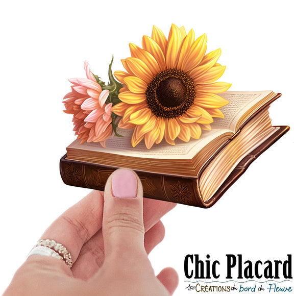 Livre & fleurs- autocollant en vinyl