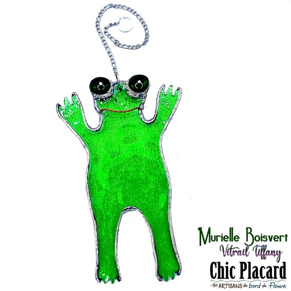 Grenouille bondissante - Vitrail par Murielle Boisvert