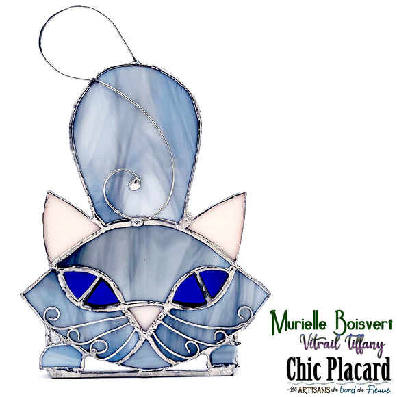 Chat vide-poche - Vitrail par Murielle Boisvert