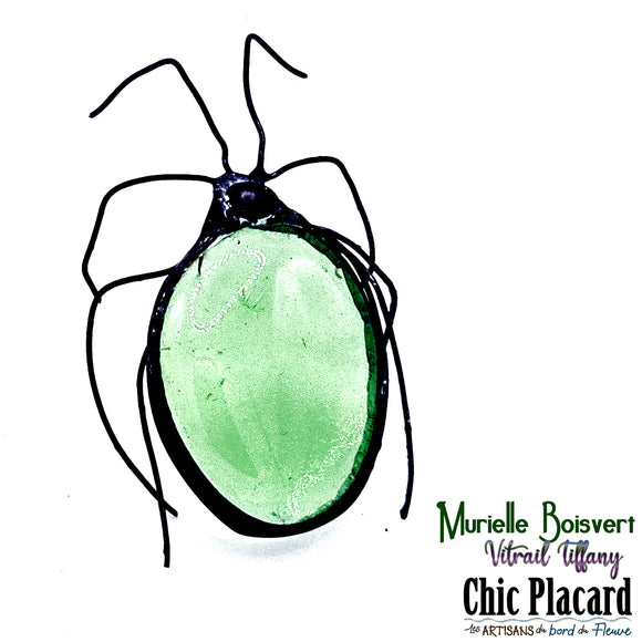 Bibitte verte à accrocher - Vitrail par Murielle Boisvert