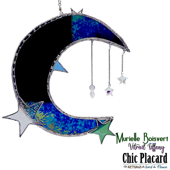 Lune irridescente - Vitrail par Murielle Boisvert