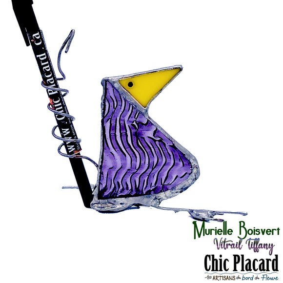 Oiseau porte-crayon - Vitrail par Murielle Boisvert