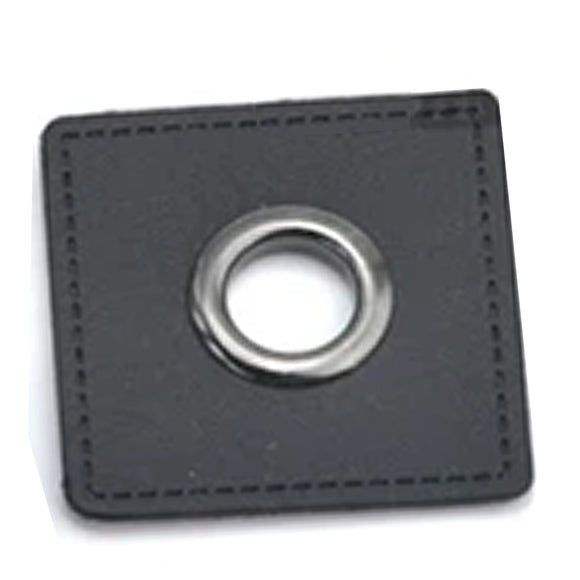 Eyelets ready to sew (Pack of 2) - Black square & silver eyelets