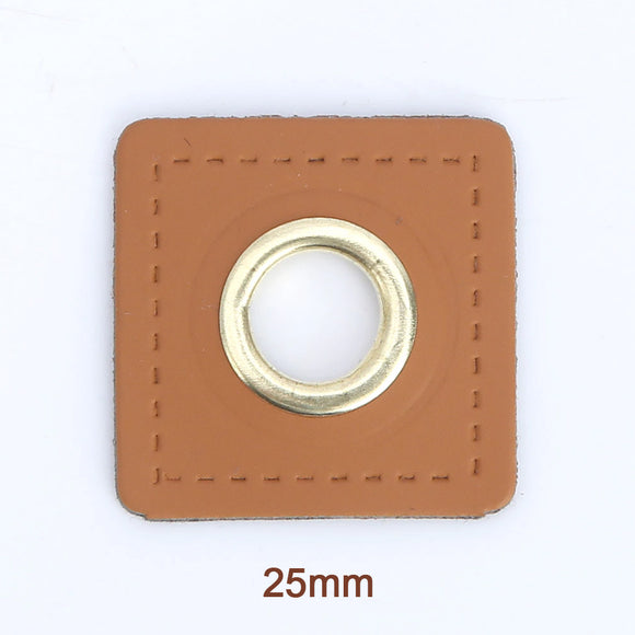 Eyelets ready to sew (Pack of 2) - Brown squares & antique gold eyelets